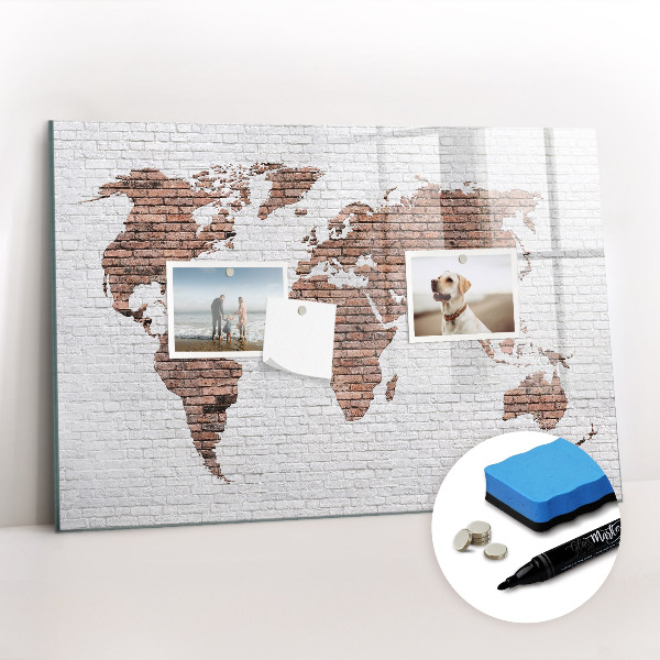 Magnetic dry erase board Brick world map