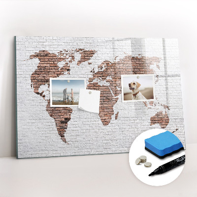 Magnetic board with marker Brick world map