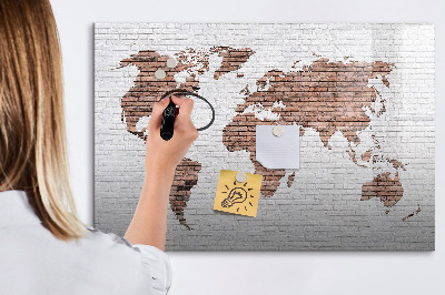 Magnetic board with marker Brick world map