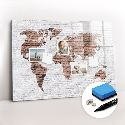 Magnetic dry erase board Brick world map