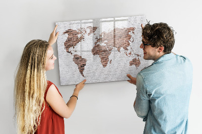 Magnetic dry erase board Brick world map