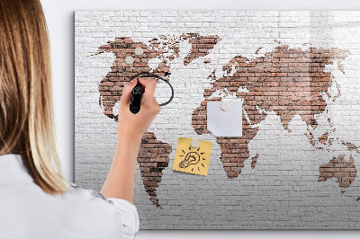 Magnetic dry erase board Brick world map