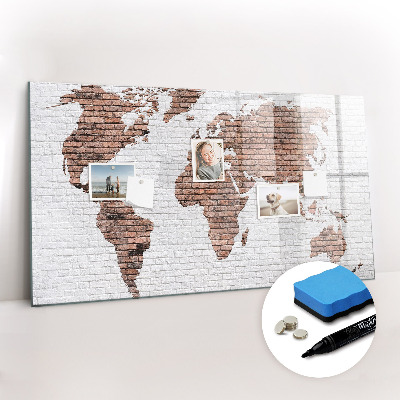 Magnetic board with marker Brick world map