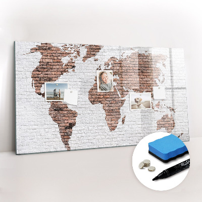 Magnetic dry erase board Brick world map