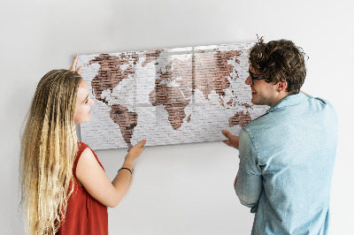 Magnetic board with marker Brick world map