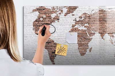 Magnetic board with marker Brick world map