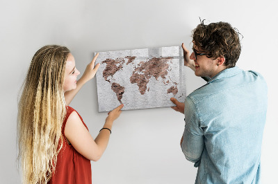 Magnetic dry erase board Brick world map