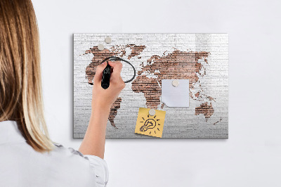 Magnetic board with marker Brick world map