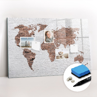 Magnetic dry erase board Brick world map