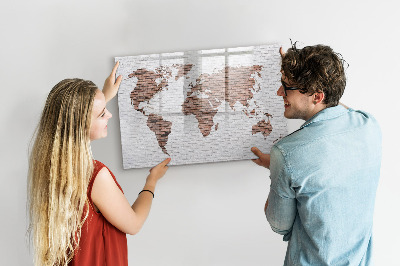 Magnetic dry erase board Brick world map