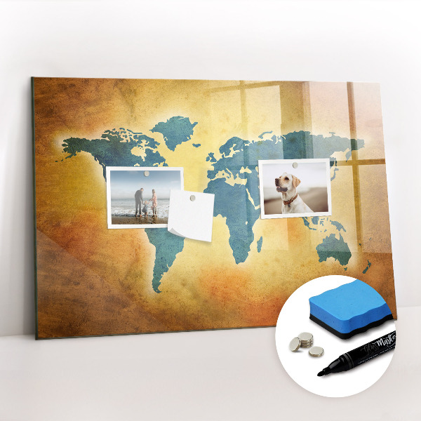 Dry erase magnetic board Old World Map