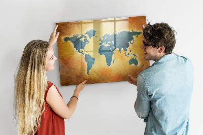 Dry erase magnetic board Old World Map