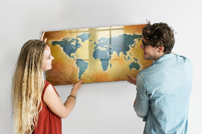 Dry erase magnetic board Old World Map