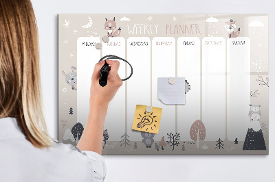 Dry erase magnetic board Animal planner