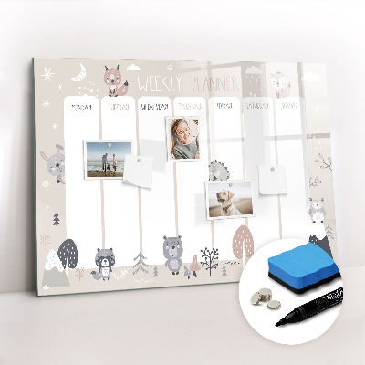 Dry erase magnetic board Animal planner