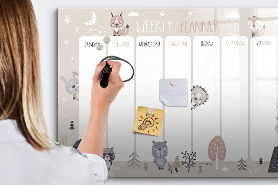 Dry erase magnetic board Animal planner