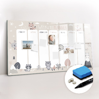 Dry erase magnetic board Animal planner