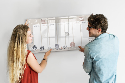 Dry erase magnetic board Animal planner