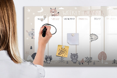 Dry erase magnetic board Animal planner