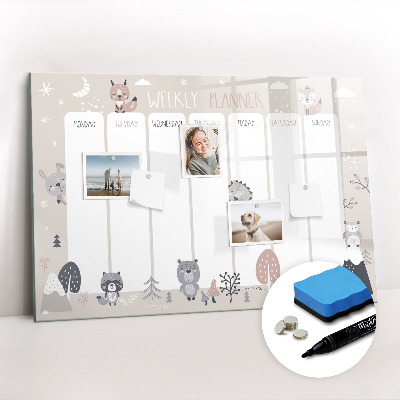 Dry erase magnetic board Animal planner