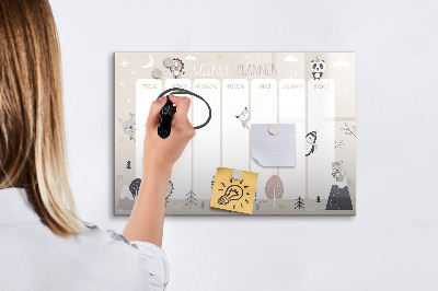 Magnetic board with marker Weekly planner