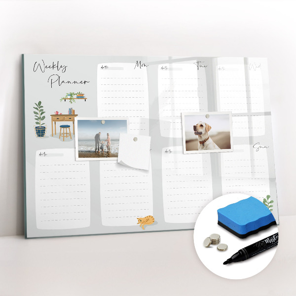 Magnetic dry erase board Cozy weekly planner