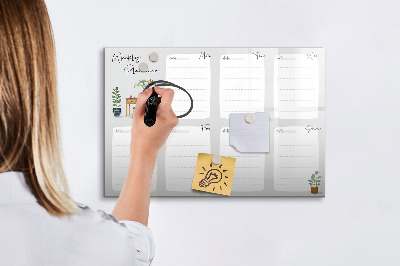Magnetic dry erase board Cozy weekly planner