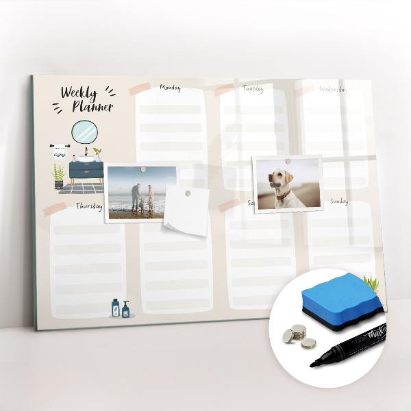 Dry erase magnetic board Weekly planner