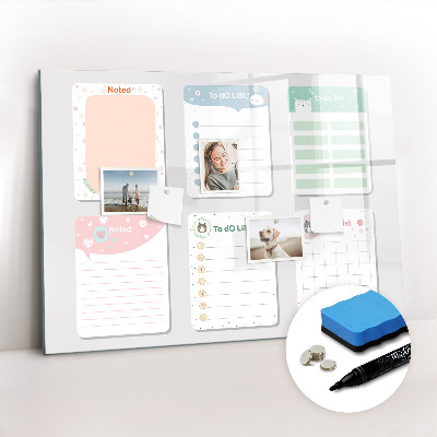 Magnetic dry erase board Colorful notes