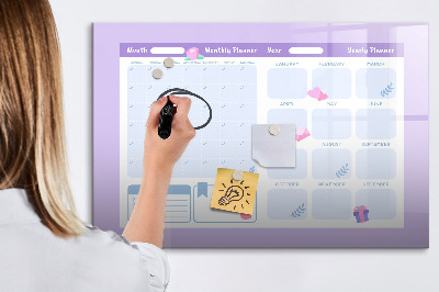 Magnetic board for writing Pink yearly planner