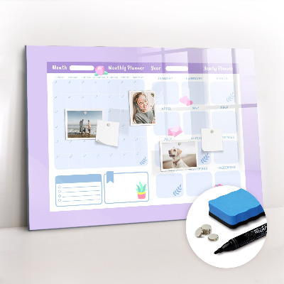 Magnetic dry erase board Pink yearly planner