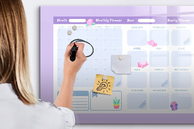 Magnetic dry erase board Pink yearly planner