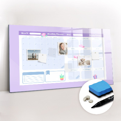 Magnetic board for writing Pink yearly planner