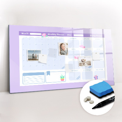 Magnetic dry erase board Pink yearly planner