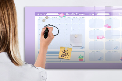 Magnetic dry erase board Pink yearly planner