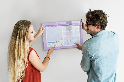Magnetic dry erase board Pink yearly planner