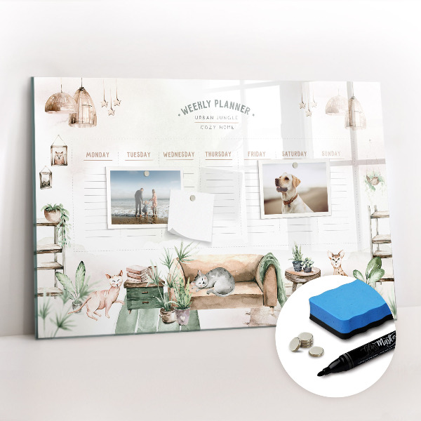 Dry erase magnetic board Cozy home planner