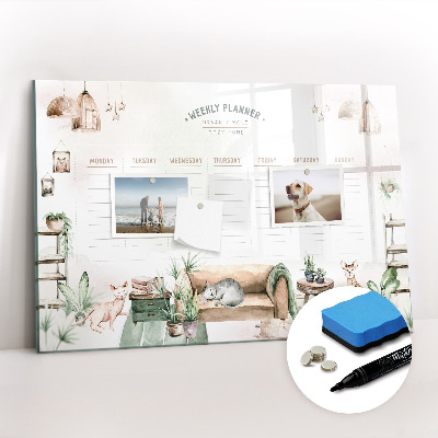 Dry erase magnetic board Cozy home planner