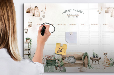 Dry erase magnetic board Cozy home planner