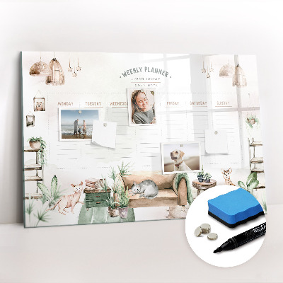 Dry erase magnetic board Cozy home planner