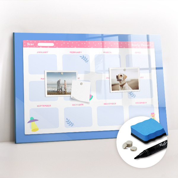 Magnetic board with marker Monthly planner