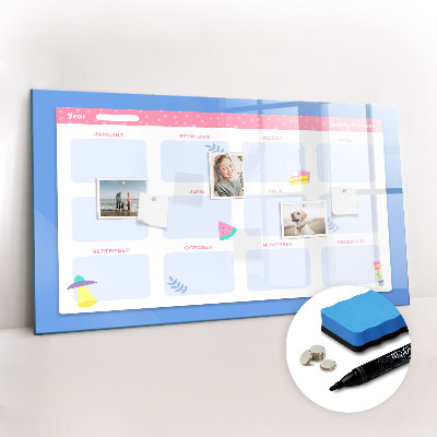 Magnetic board with marker Monthly planner