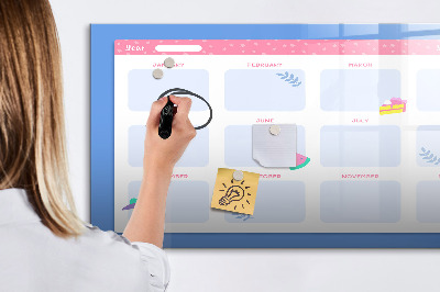 Magnetic board with marker Monthly planner