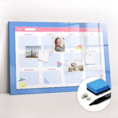 Magnetic board with marker Monthly planner