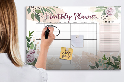 Magnetic board with marker Pink monthly planner