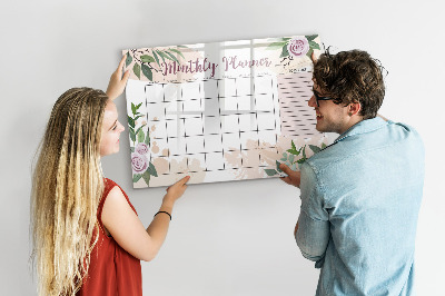 Magnetic dry erase board Pink monthly planner