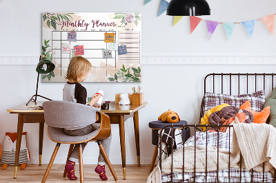 Magnetic board with marker Pink monthly planner