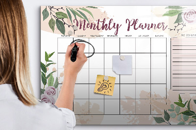 Magnetic dry erase board Pink monthly planner