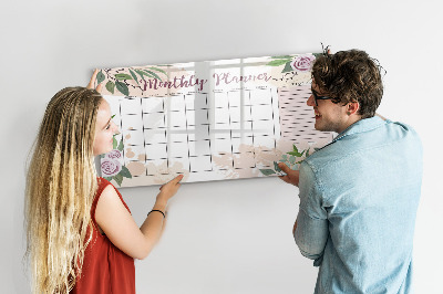 Magnetic dry erase board Pink monthly planner