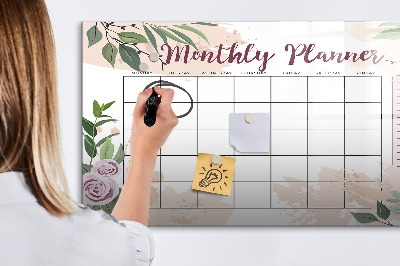 Magnetic board with marker Pink monthly planner